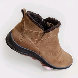 Ariat Womens Size 9B Brown Leather Pull-On Faux Fur Lined Ankle Boots 10006111